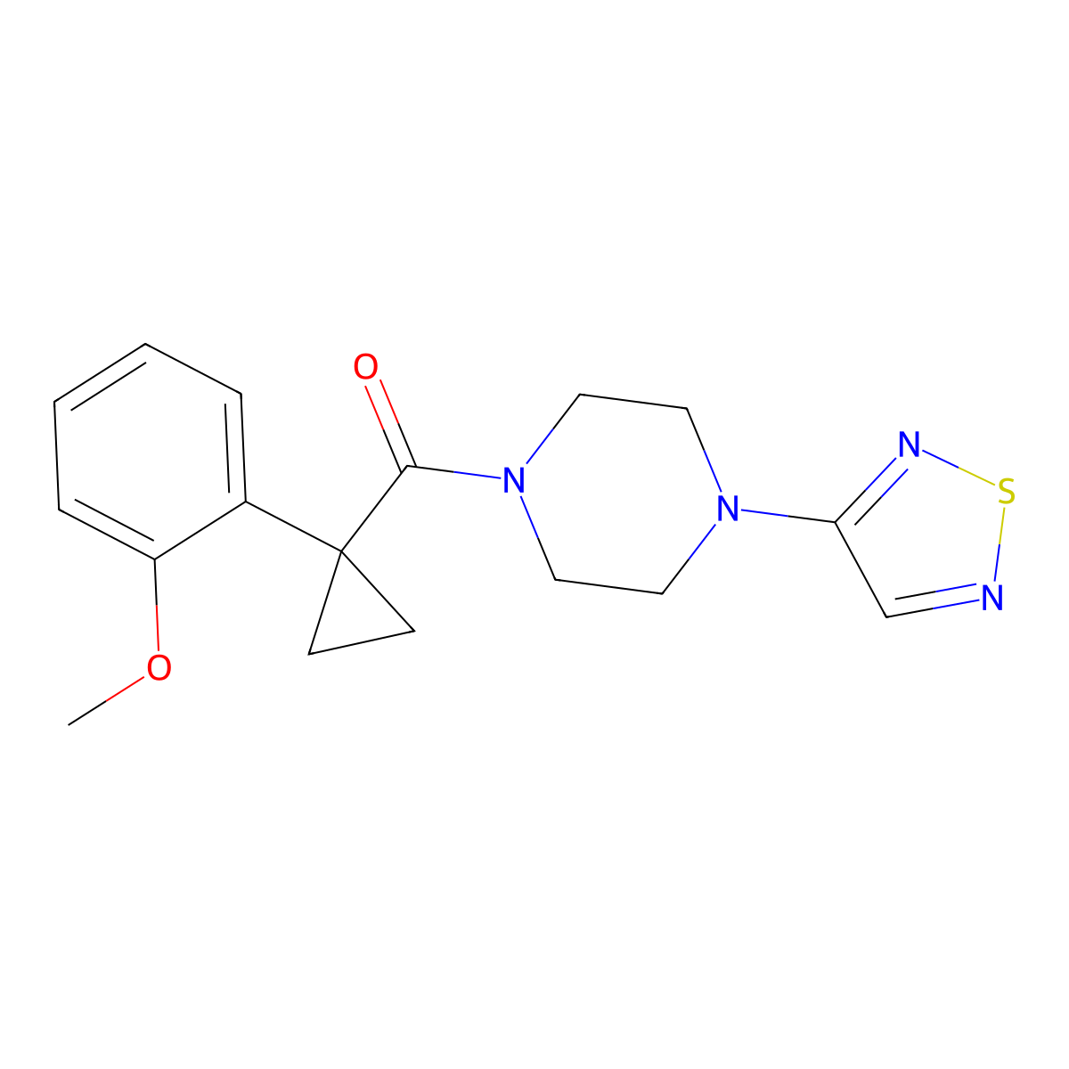 1-[1-(2-Methoxyphenyl)cyclopropanecarbonyl]-4-(1,2,5-thiadiazol-3-yl)piperazine molecular structure, CAS 2097873-32-8