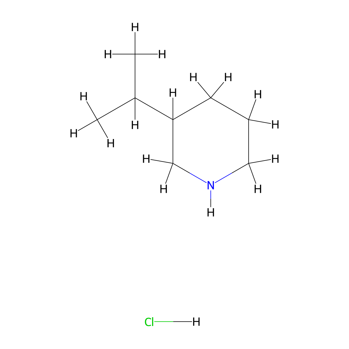 3-(Propan-2-yl)piperidine hydrochloride molecular structure, CAS 2097873-57-7