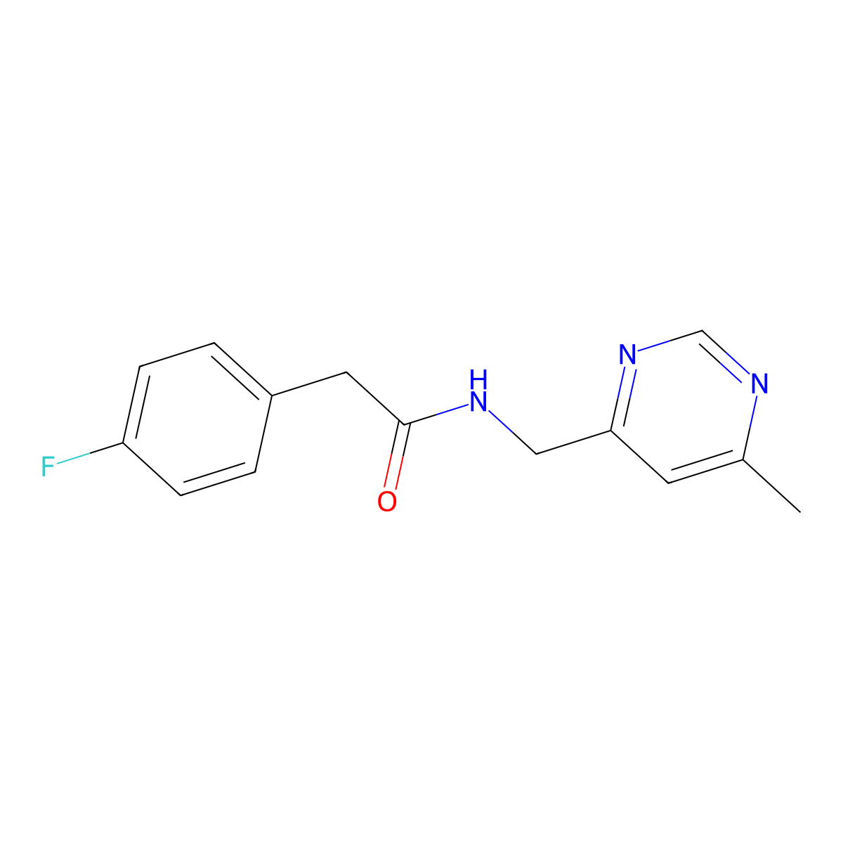 2-(4-fluorophenyl)-N-[(6-methylpyrimidin-4-yl)methyl]acetamide molecular structure, CAS 2097882-69-2