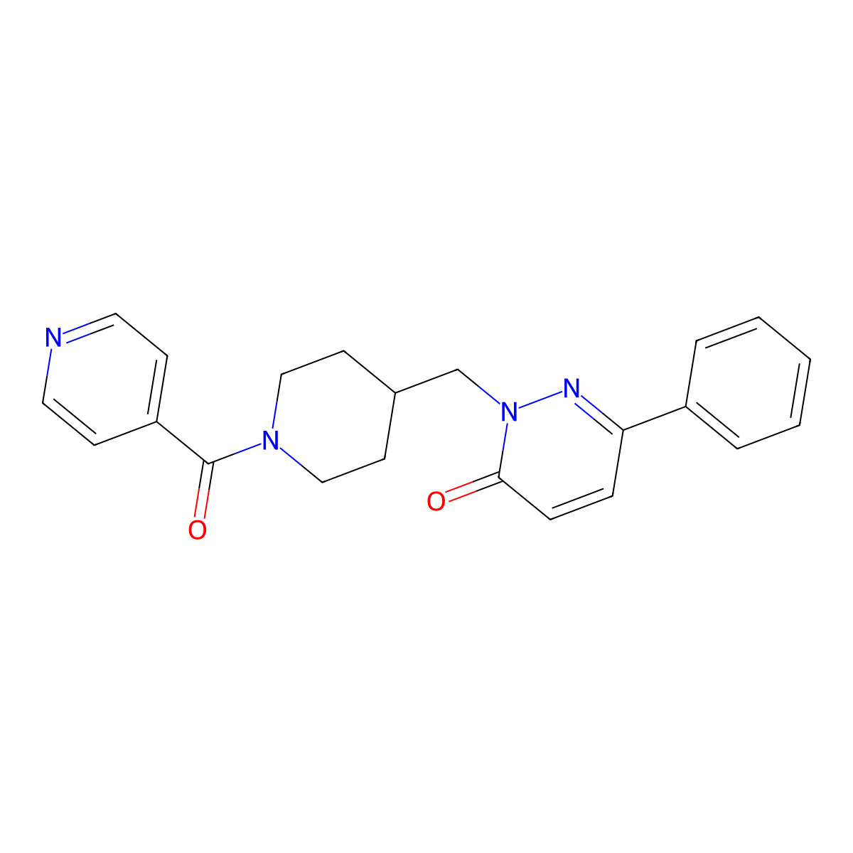 6-Phenyl-2-{[1-(pyridine-4-carbonyl)piperidin-4-yl]methyl}-2,3-dihydropyridazin-3-one molecular structure, CAS 2097882-76-1