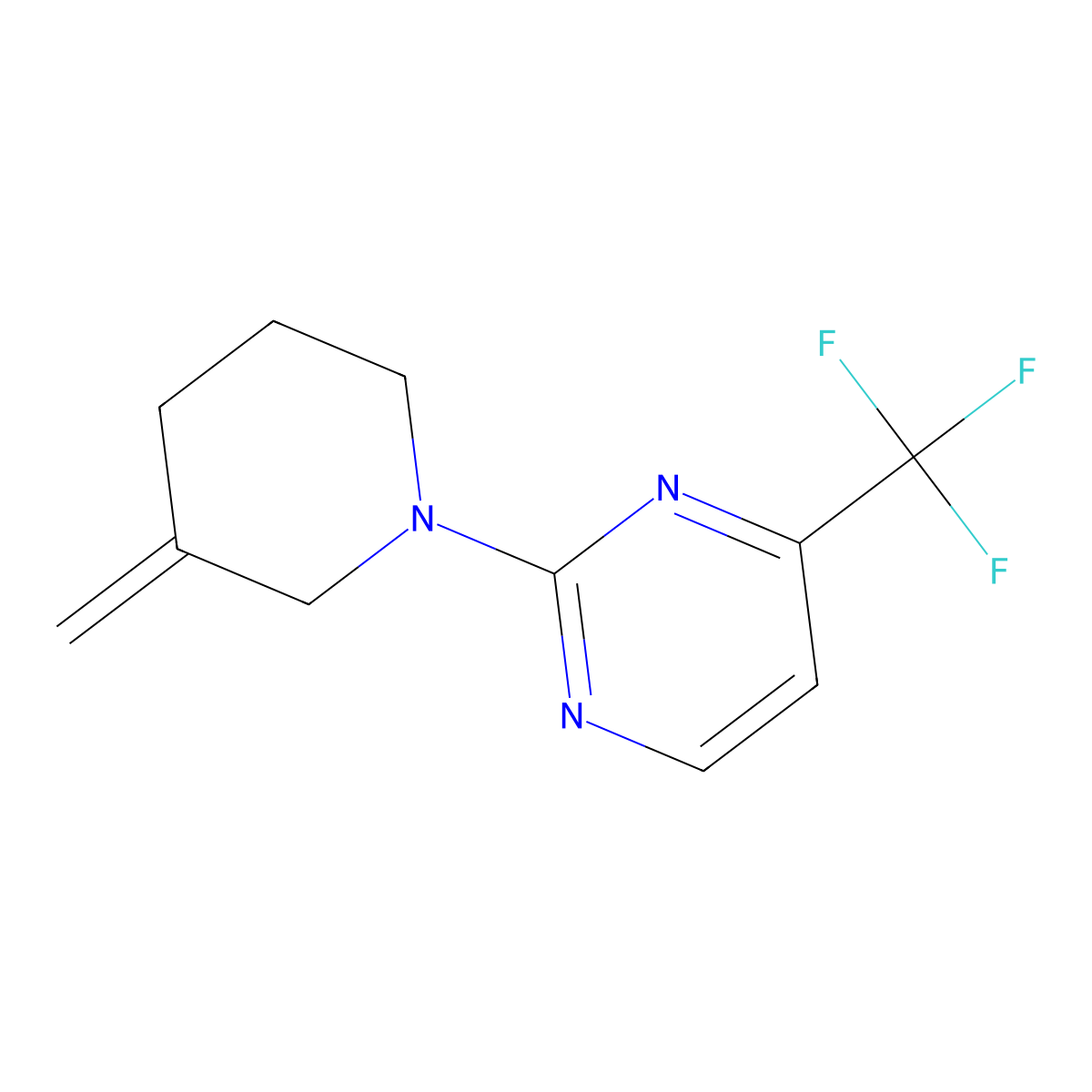 2-(3-Methylidenepiperidin-1-yl)-4-(trifluoromethyl)pyrimidine molecular structure, CAS 2097882-78-3