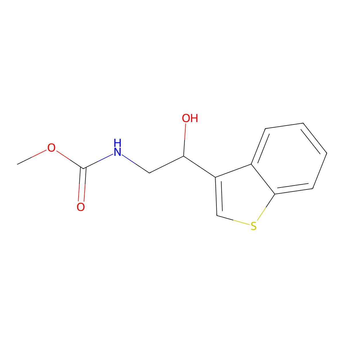 Methyl (2-(benzo[b]thiophen-3-yl)-2-hydroxyethyl)carbamate molecular structure, CAS 2097882-81-8