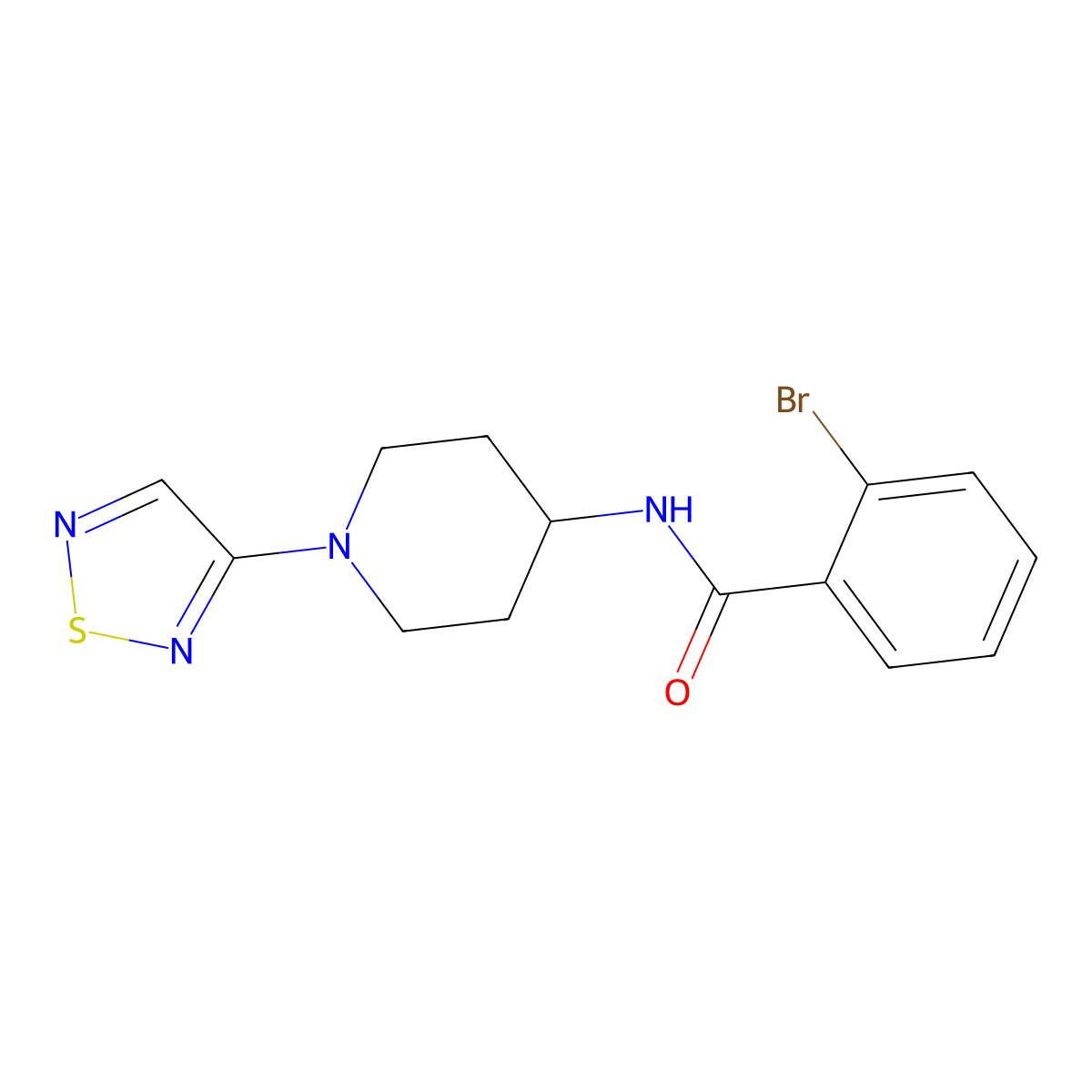 2-bromo-N-[1-(1,2,5-thiadiazol-3-yl)piperidin-4-yl]benzamide molecular structure, CAS 2097882-82-9
