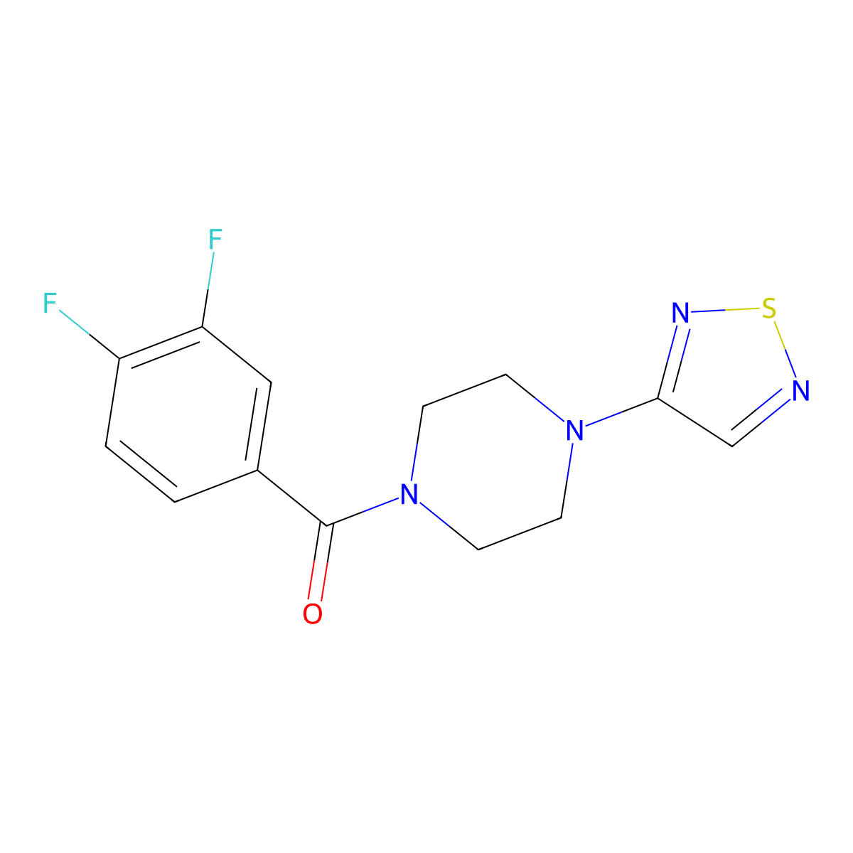 1-(3,4-Difluorobenzoyl)-4-(1,2,5-thiadiazol-3-yl)piperazine molecular structure, CAS 2097882-86-3