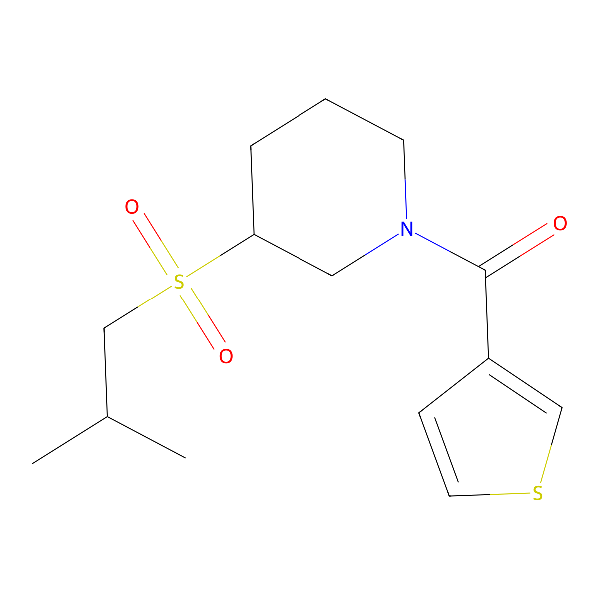 3-(2-Methylpropanesulfonyl)-1-(thiophene-3-carbonyl)piperidine molecular structure, CAS 2097882-87-4