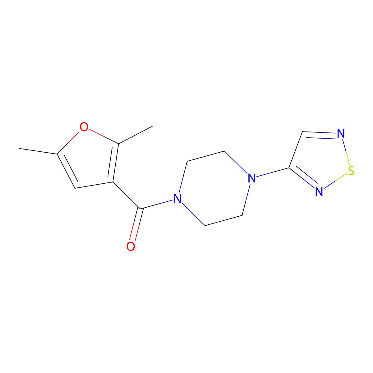 1-(2,5-Dimethylfuran-3-carbonyl)-4-(1,2,5-thiadiazol-3-yl)piperazine molecular structure, CAS 2097882-91-0