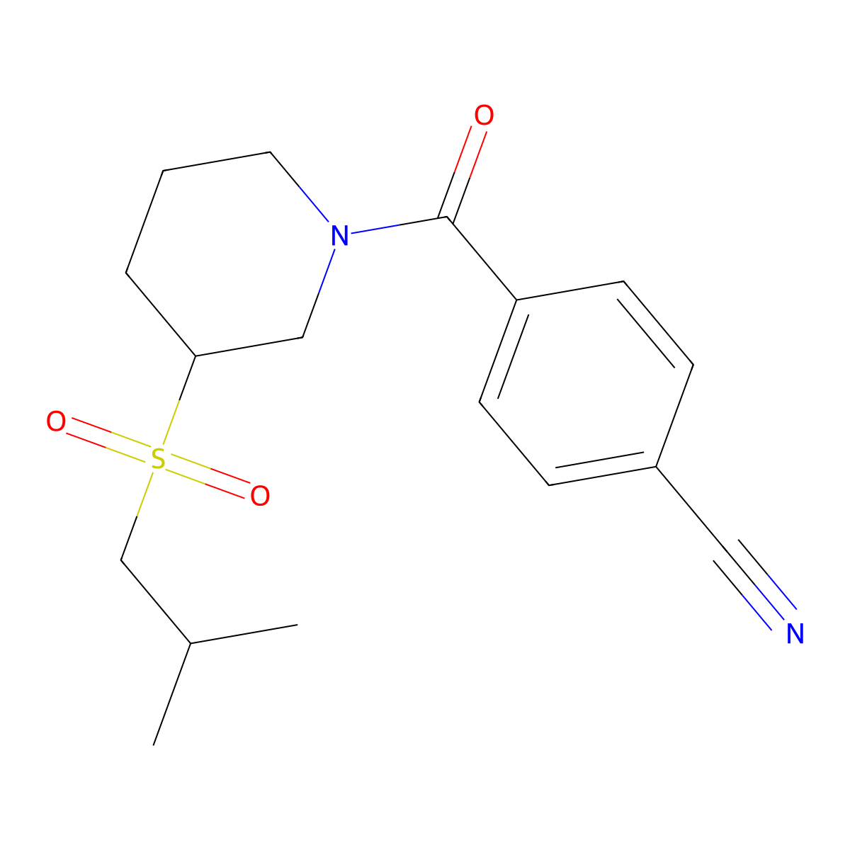4-[3-(2-Methylpropanesulfonyl)piperidine-1-carbonyl]benzonitrile molecular structure, CAS 2097882-98-7