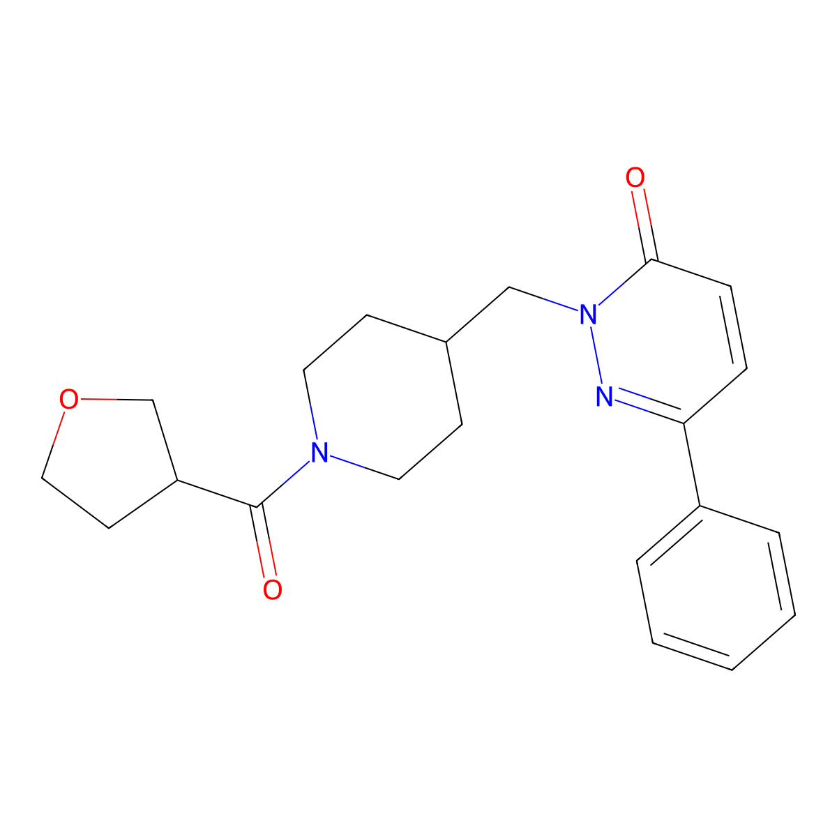2-{[1-(Oxolane-3-carbonyl)piperidin-4-yl]methyl}-6-phenyl-2,3-dihydropyridazin-3-one molecular structure, CAS 2097883-02-6
