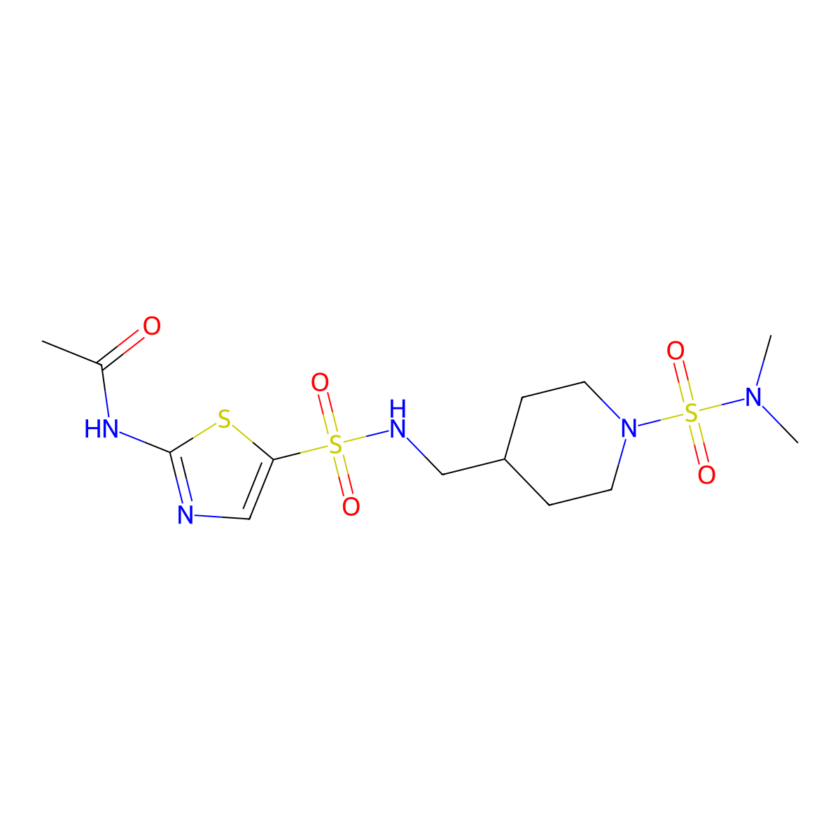 N-[5-({[1-(dimethylsulfamoyl)piperidin-4-yl]methyl}sulfamoyl)-1,3-thiazol-2-yl]acetamide molecular structure, CAS 2097883-03-7