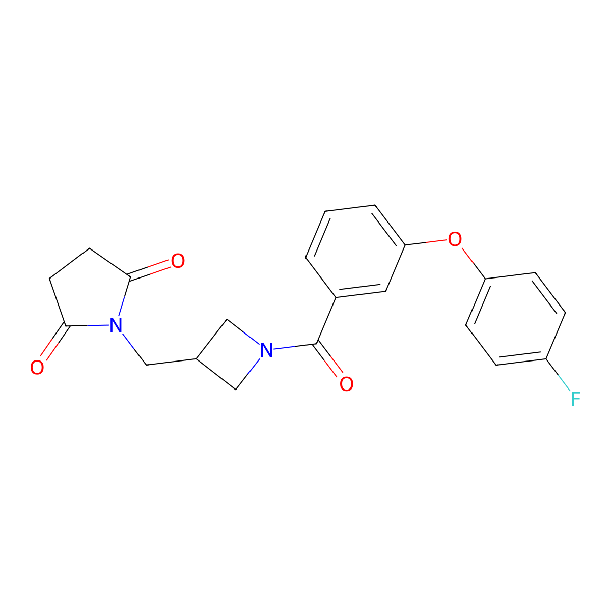1-({1-[3-(4-Fluorophenoxy)benzoyl]azetidin-3-yl}methyl)pyrrolidine-2,5-dione molecular structure, CAS 2097883-04-8