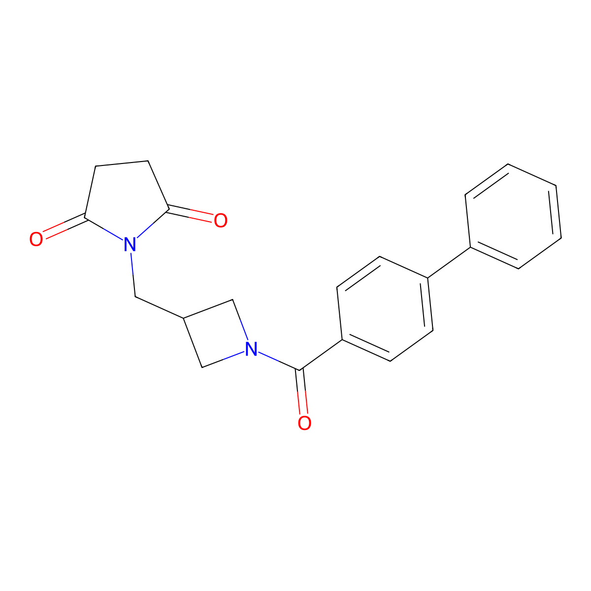 1-[(1-{[1,1'-Biphenyl]-4-carbonyl}azetidin-3-yl)methyl]pyrrolidine-2,5-dione molecular structure, CAS 2097883-11-7