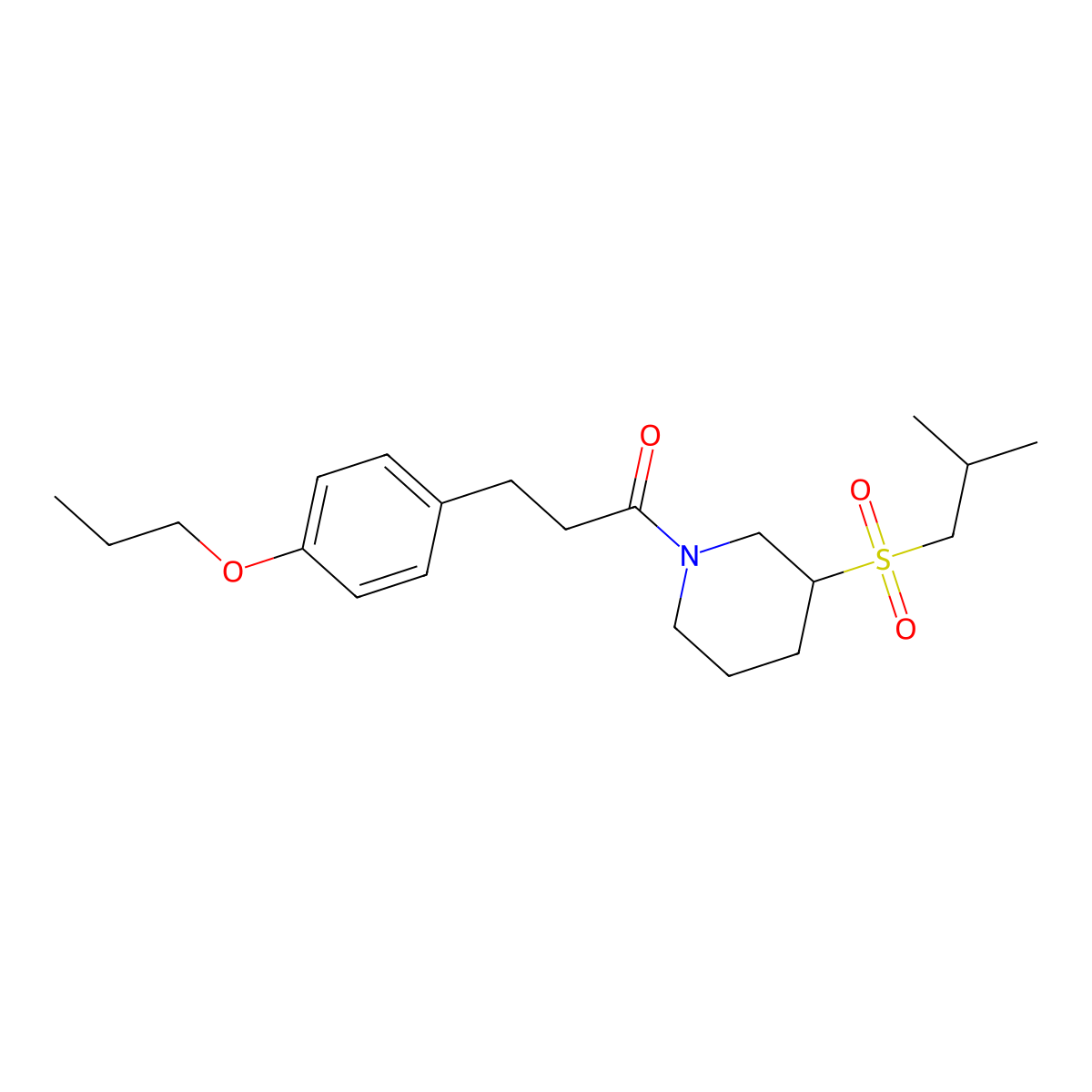 1-[3-(2-Methylpropanesulfonyl)piperidin-1-yl]-3-(4-propoxyphenyl)propan-1-one molecular structure, CAS 2097883-13-9
