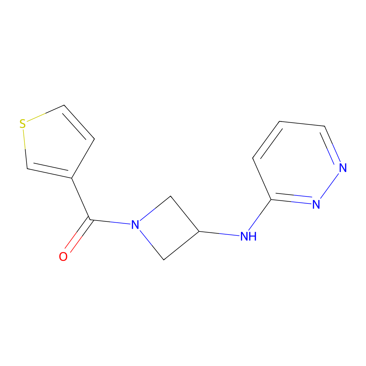 N-[1-(thiophene-3-carbonyl)azetidin-3-yl]pyridazin-3-amine molecular structure, CAS 2097883-16-2