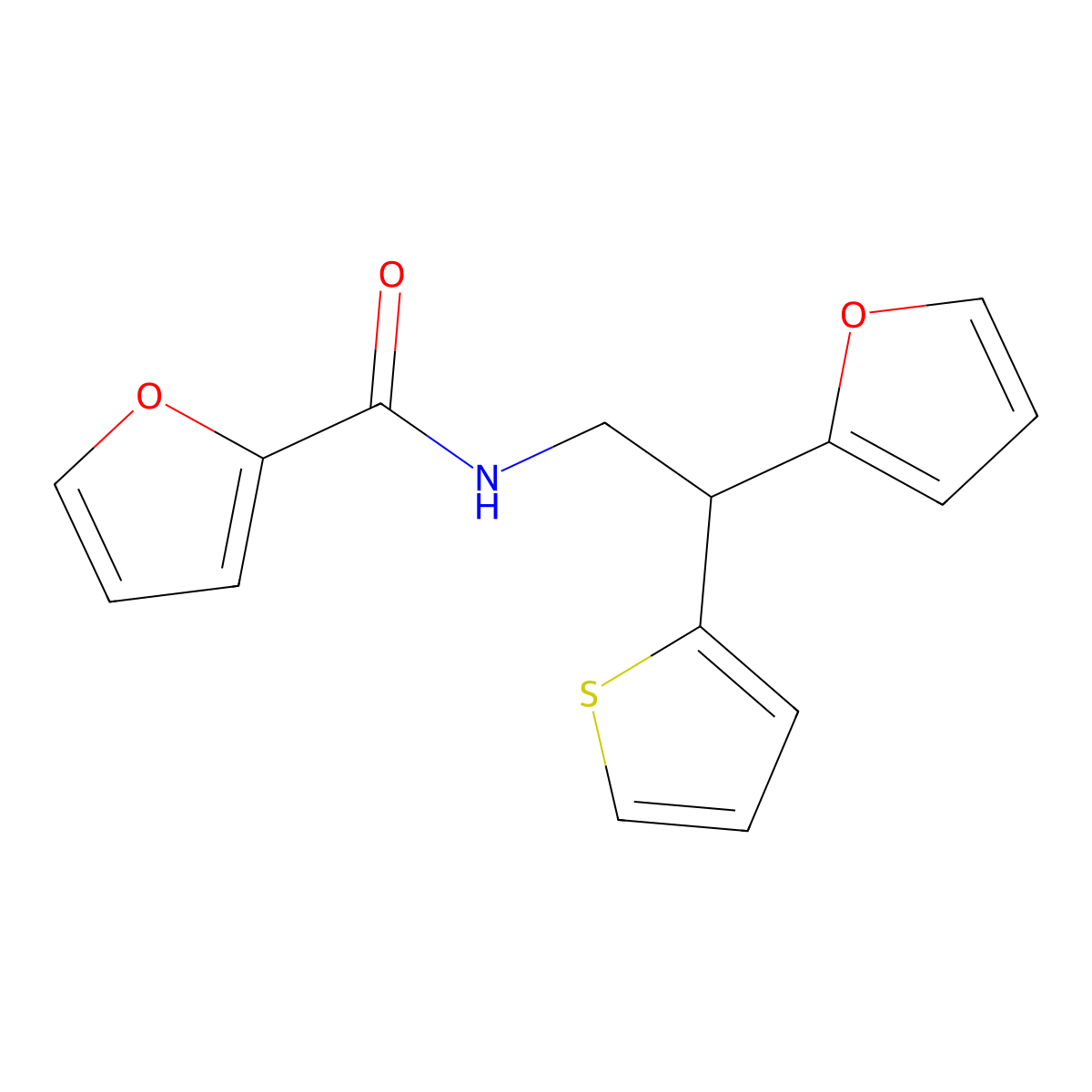 N-[2-(furan-2-yl)-2-(thiophen-2-yl)ethyl]furan-2-carboxamide molecular structure, CAS 2097883-17-3