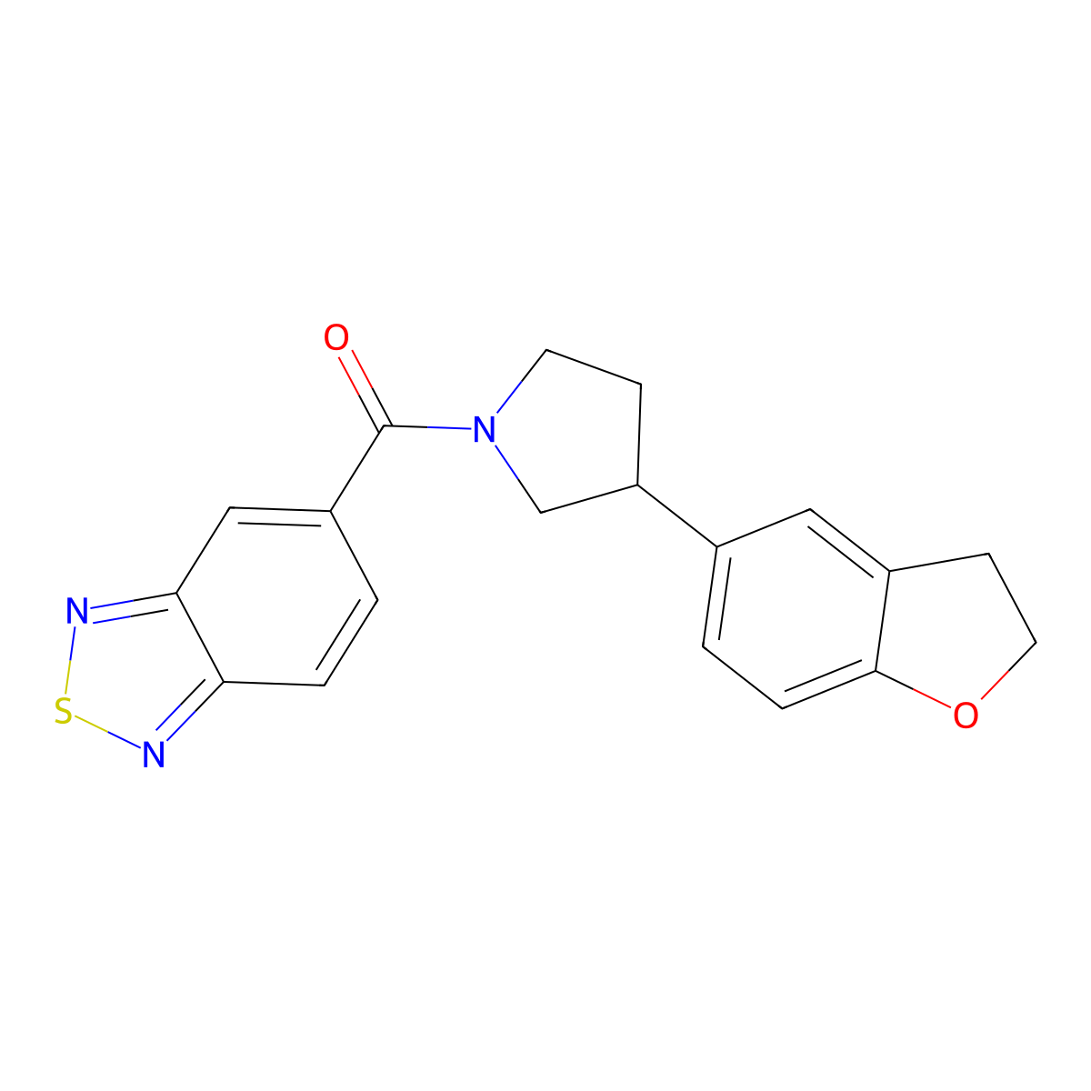 5-[3-(2,3-Dihydro-1-benzofuran-5-yl)pyrrolidine-1-carbonyl]-2,1,3-benzothiadiazole molecular structure, CAS 2097883-21-9