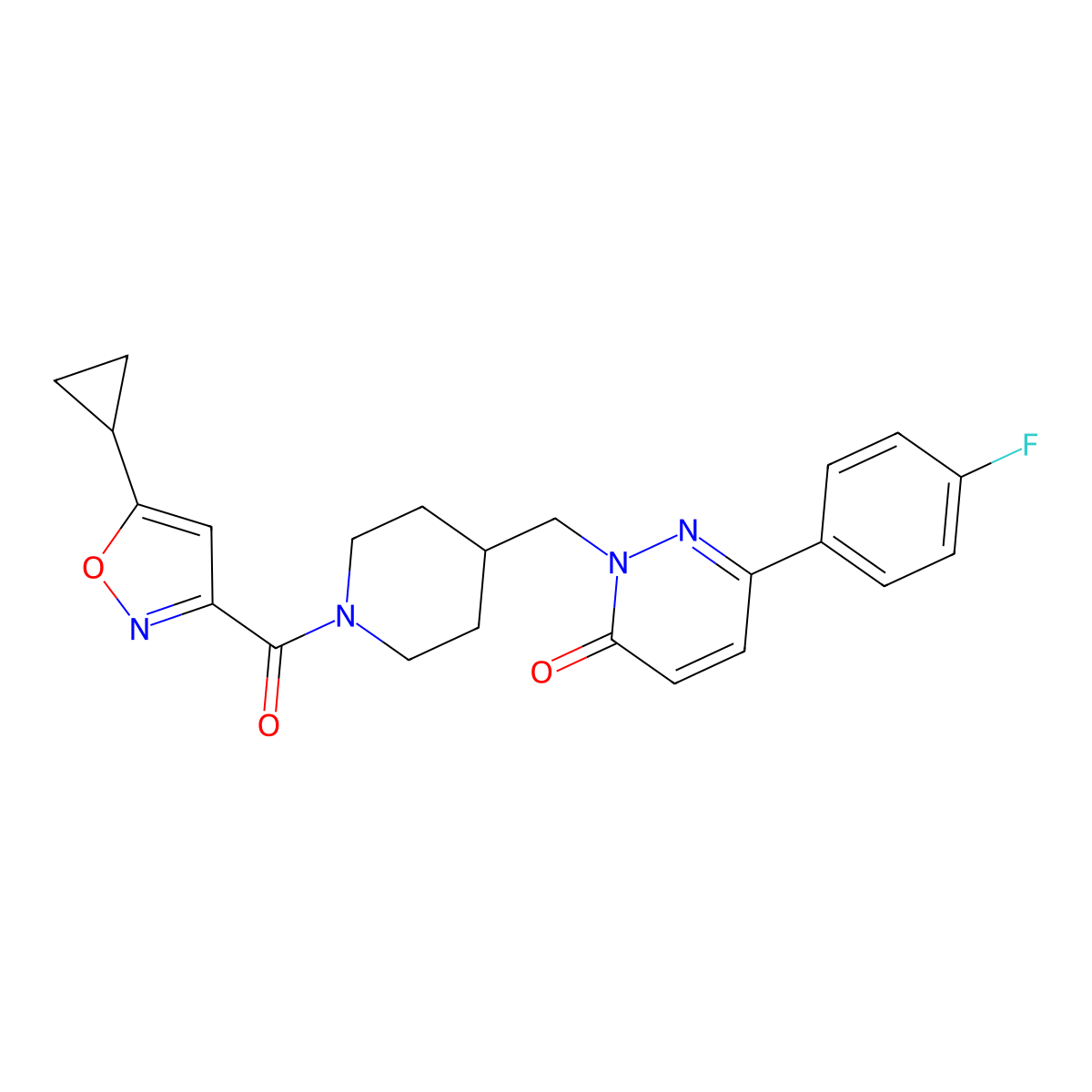 2-{[1-(5-Cyclopropyl-1,2-oxazole-3-carbonyl)piperidin-4-yl]methyl}-6-(4-fluorophenyl)-2,3-dihydropyridazin-3-one molecular structure, CAS 2097883-32-2