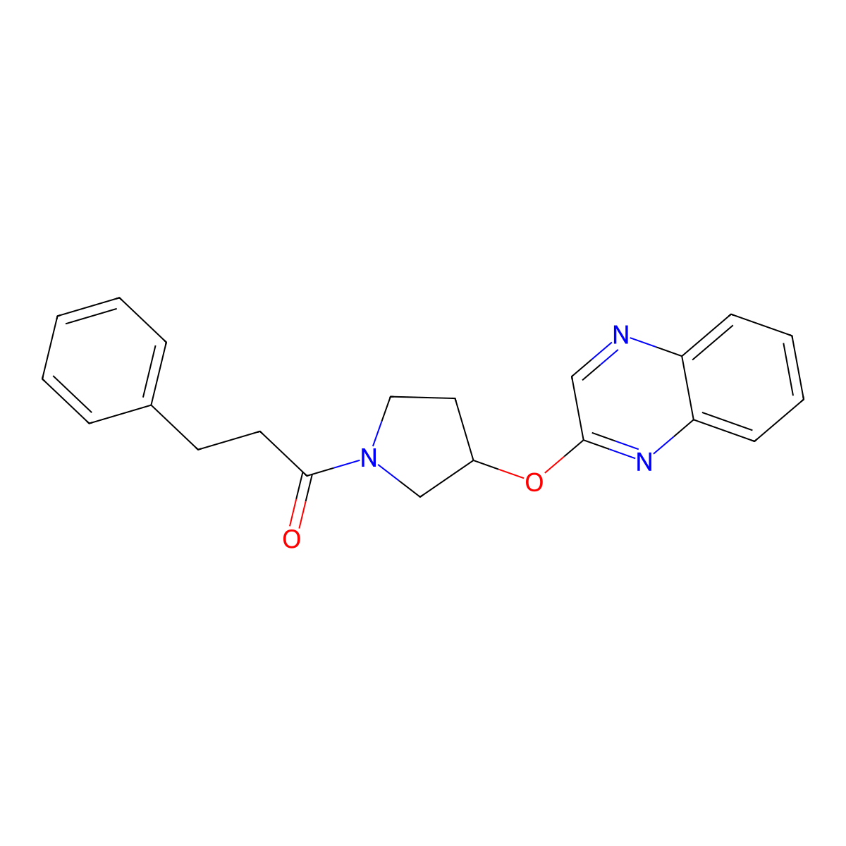 3-Phenyl-1-[3-(quinoxalin-2-yloxy)pyrrolidin-1-yl]propan-1-one molecular structure, CAS 2097883-33-3