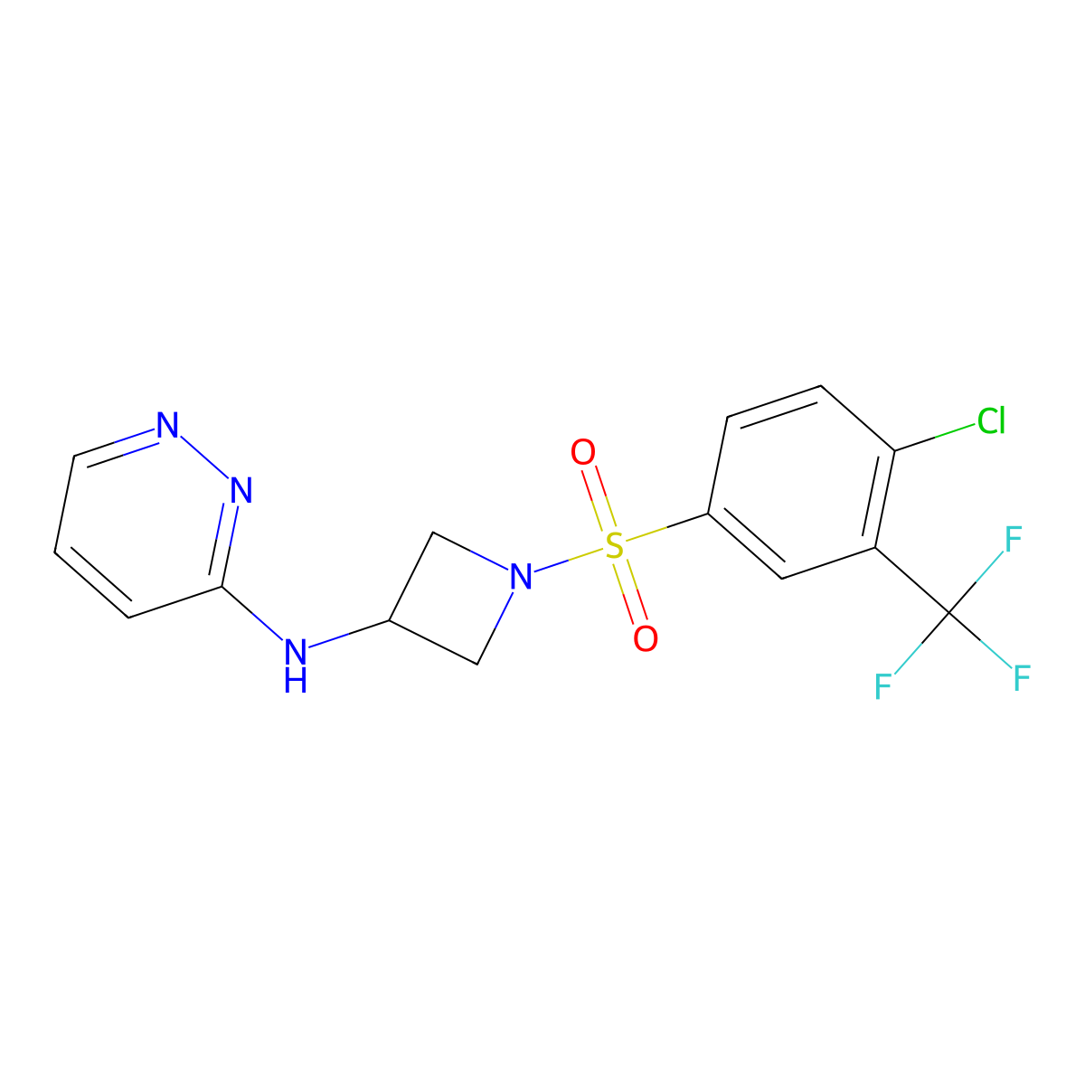 N-{1-[4-chloro-3-(trifluoromethyl)benzenesulfonyl]azetidin-3-yl}pyridazin-3-amine molecular structure, CAS 2097883-35-5