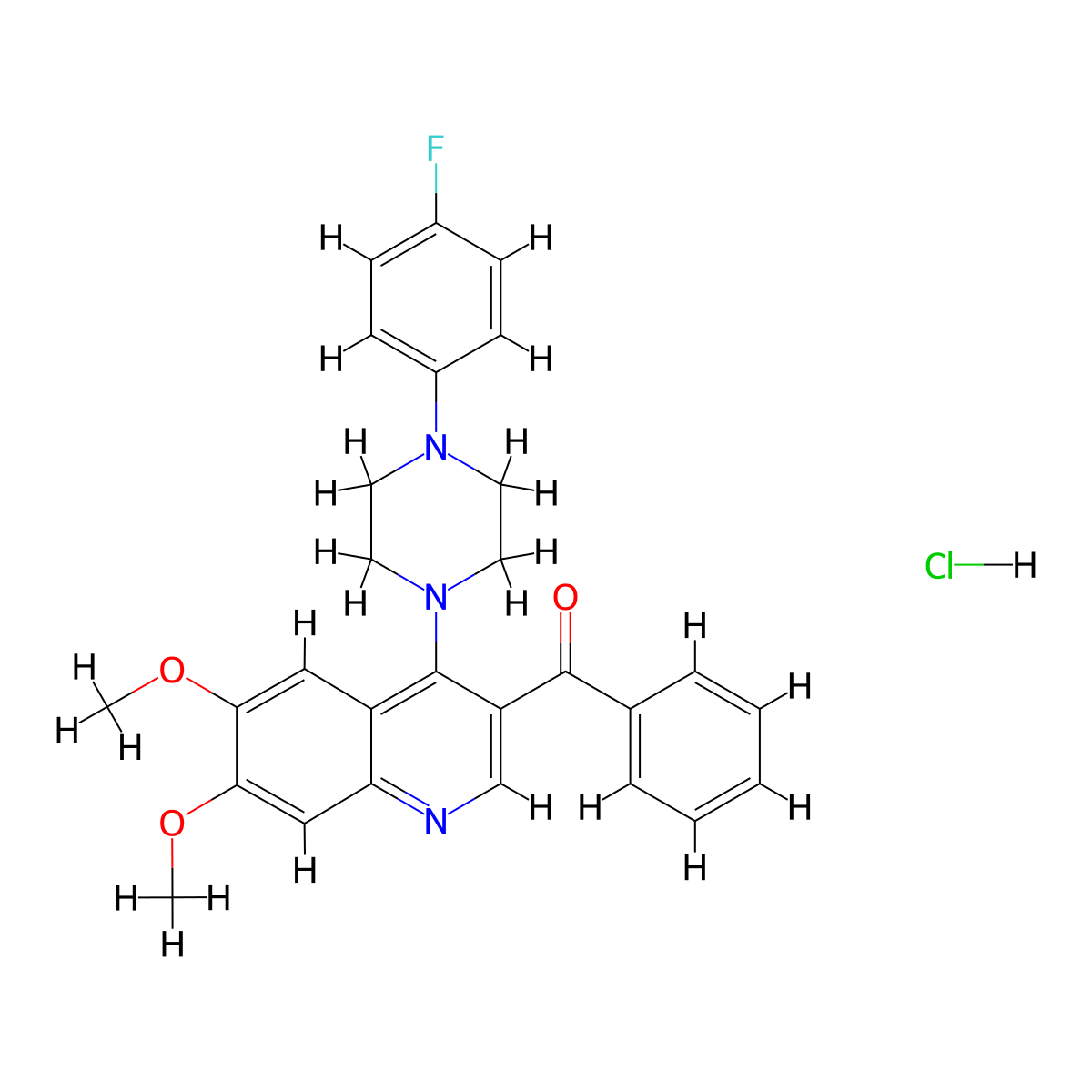 3-Benzoyl-4-[4-(4-fluorophenyl)piperazin-1-yl]-6,7-dimethoxyquinoline hydrochloride molecular structure, CAS 2097883-38-8