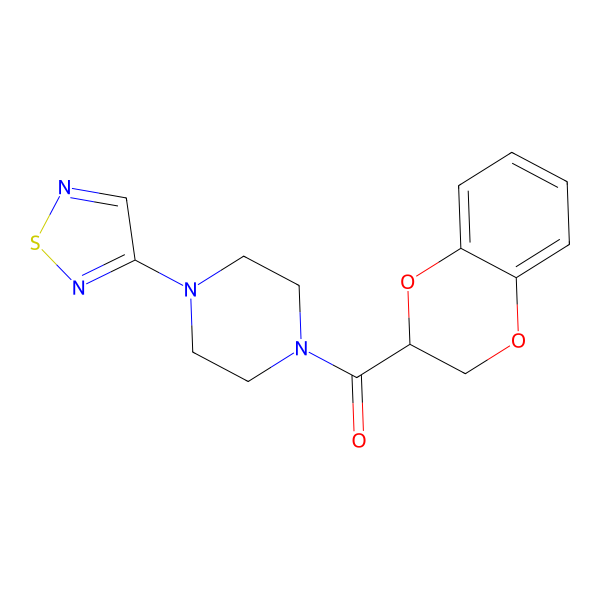 1-(2,3-Dihydro-1,4-benzodioxine-2-carbonyl)-4-(1,2,5-thiadiazol-3-yl)piperazine molecular structure, CAS 2097883-39-9