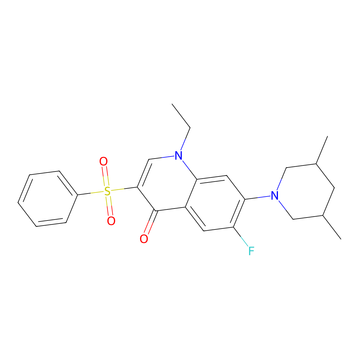 3-(Benzenesulfonyl)-7-(3,5-dimethylpiperidin-1-yl)-1-ethyl-6-fluoro-1,4-dihydroquinolin-4-one molecular structure, CAS 2097883-41-3