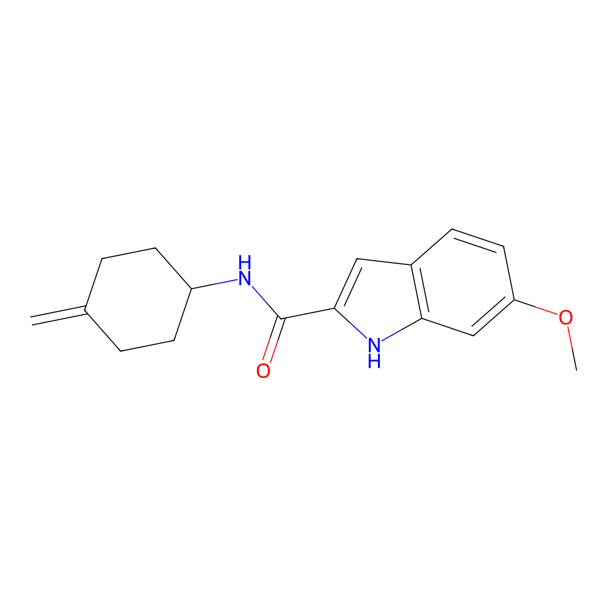 6-methoxy-N-(4-methylidenecyclohexyl)-1H-indole-2-carboxamide molecular structure, CAS 2097883-47-9