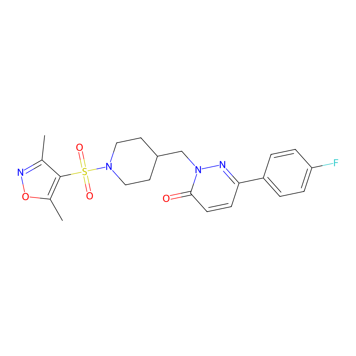 2-({1-[(3,5-Dimethyl-1,2-oxazol-4-yl)sulfonyl]piperidin-4-yl}methyl)-6-(4-fluorophenyl)-2,3-dihydropyridazin-3-one molecular structure, CAS 2097883-54-8