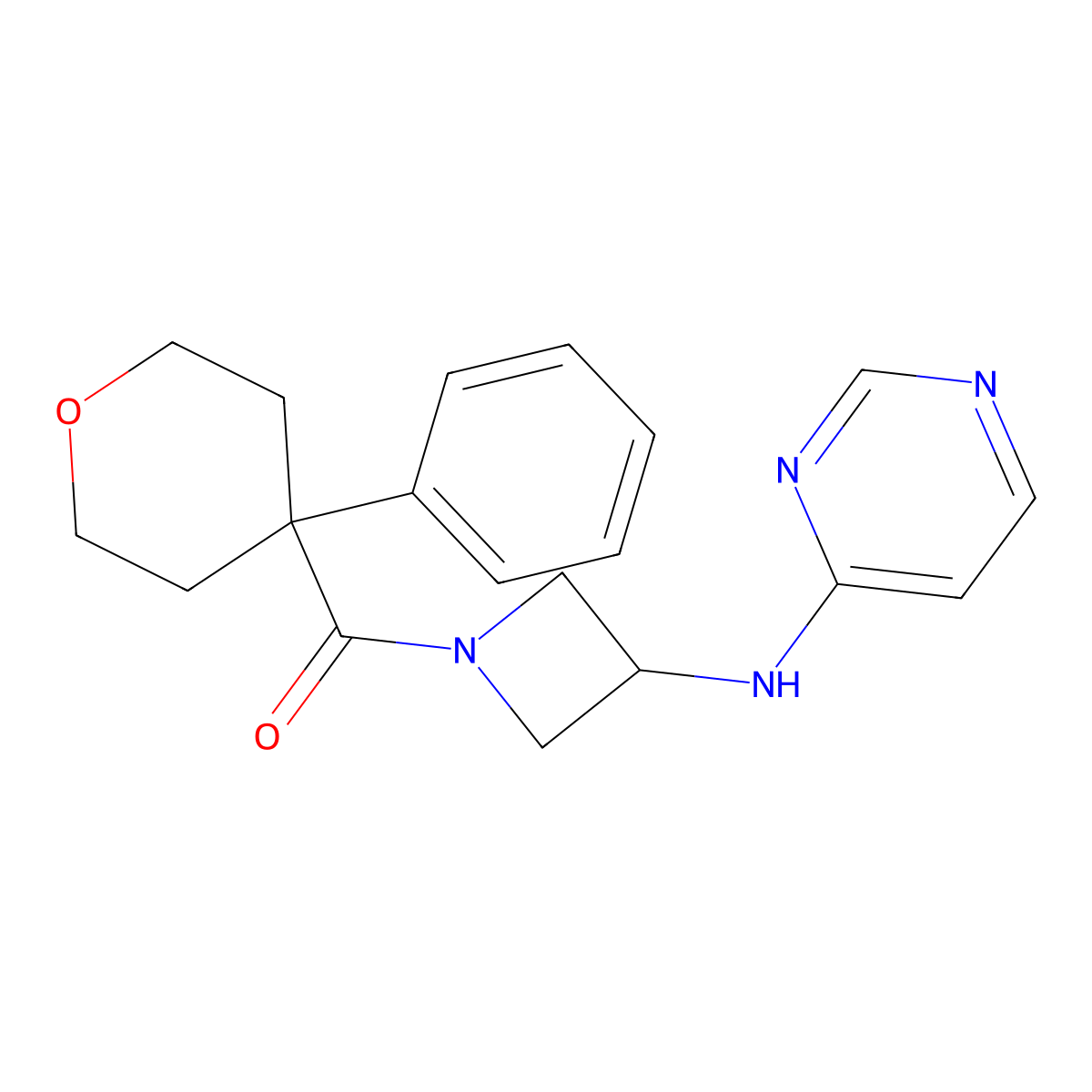 N-[1-(4-phenyloxane-4-carbonyl)azetidin-3-yl]pyrimidin-4-amine molecular structure, CAS 2097883-57-1