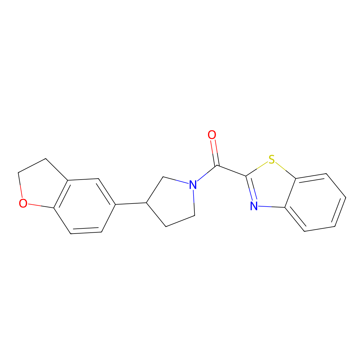 2-[3-(2,3-Dihydro-1-benzofuran-5-yl)pyrrolidine-1-carbonyl]-1,3-benzothiazole molecular structure, CAS 2097883-63-9