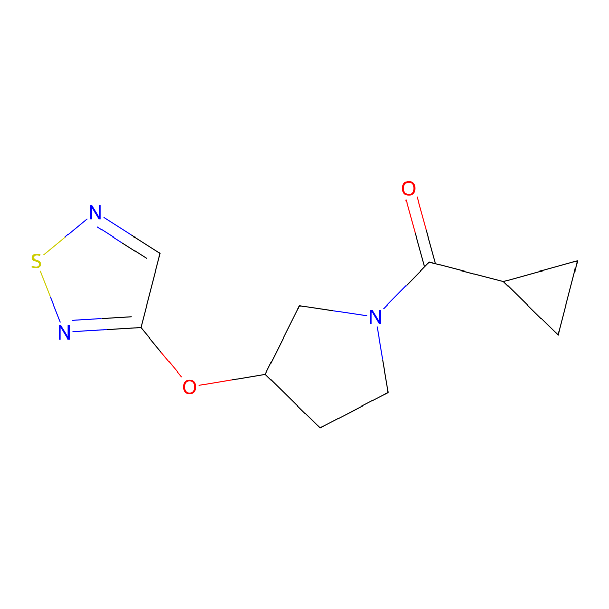 3-[(1-Cyclopropanecarbonylpyrrolidin-3-yl)oxy]-1,2,5-thiadiazole molecular structure, CAS 2097883-66-2