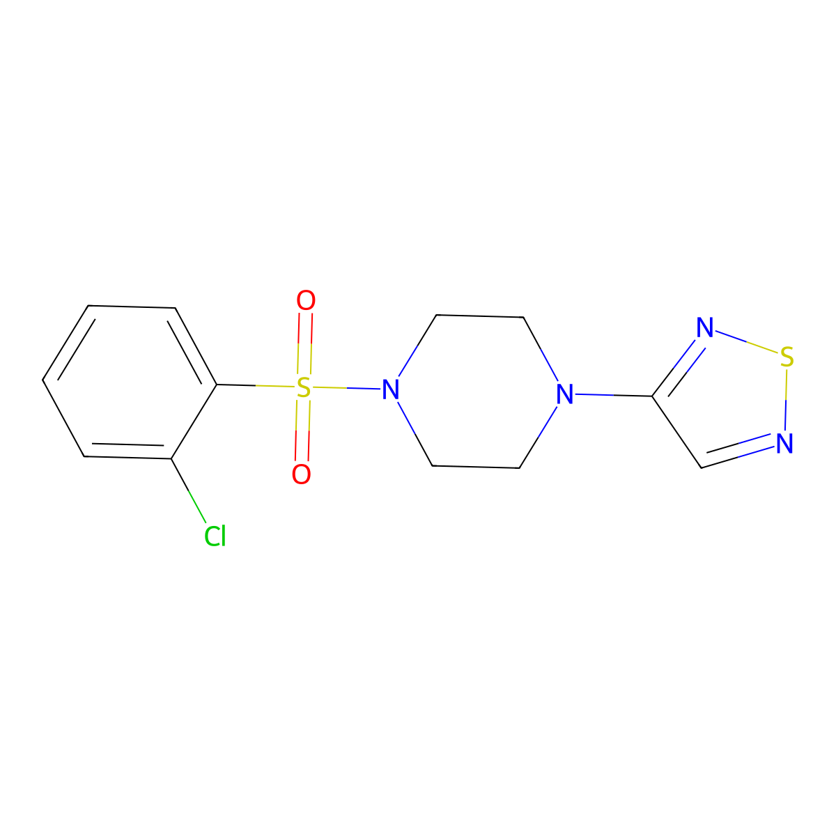1-(2-Chlorobenzenesulfonyl)-4-(1,2,5-thiadiazol-3-yl)piperazine molecular structure, CAS 2097883-67-3