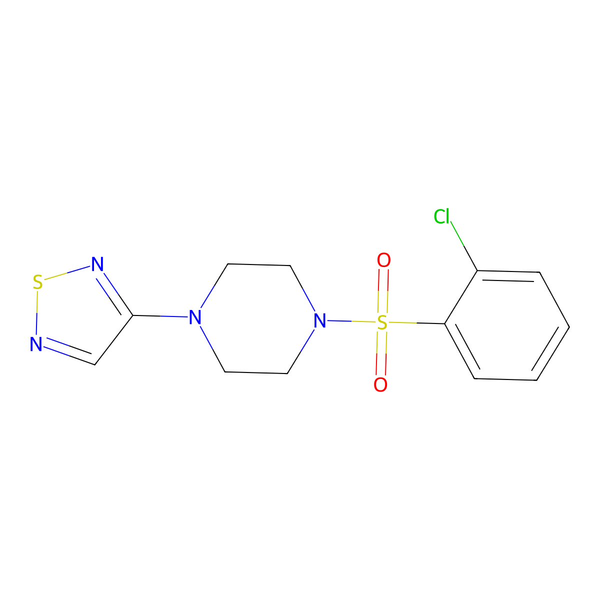 1-(2-Chlorobenzenesulfonyl)-4-(1,2,5-thiadiazol-3-yl)piperazine molecular structure, CAS 2097883-67-3