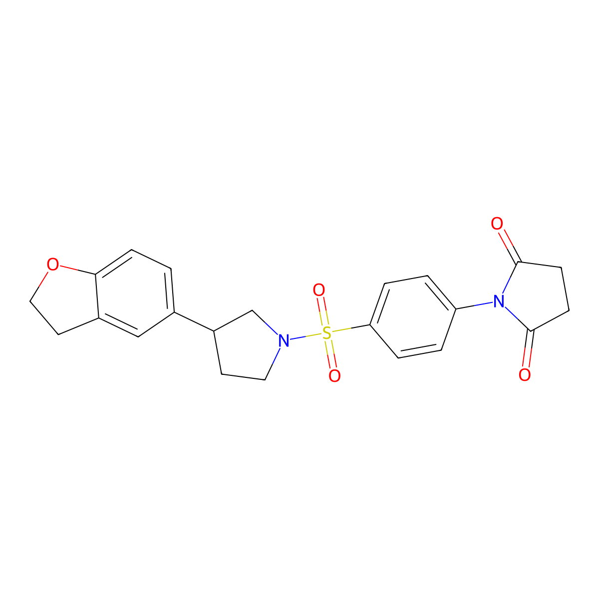 1-(4-{[3-(2,3-Dihydro-1-benzofuran-5-yl)pyrrolidin-1-yl]sulfonyl}phenyl)pyrrolidine-2,5-dione molecular structure, CAS 2097883-72-0