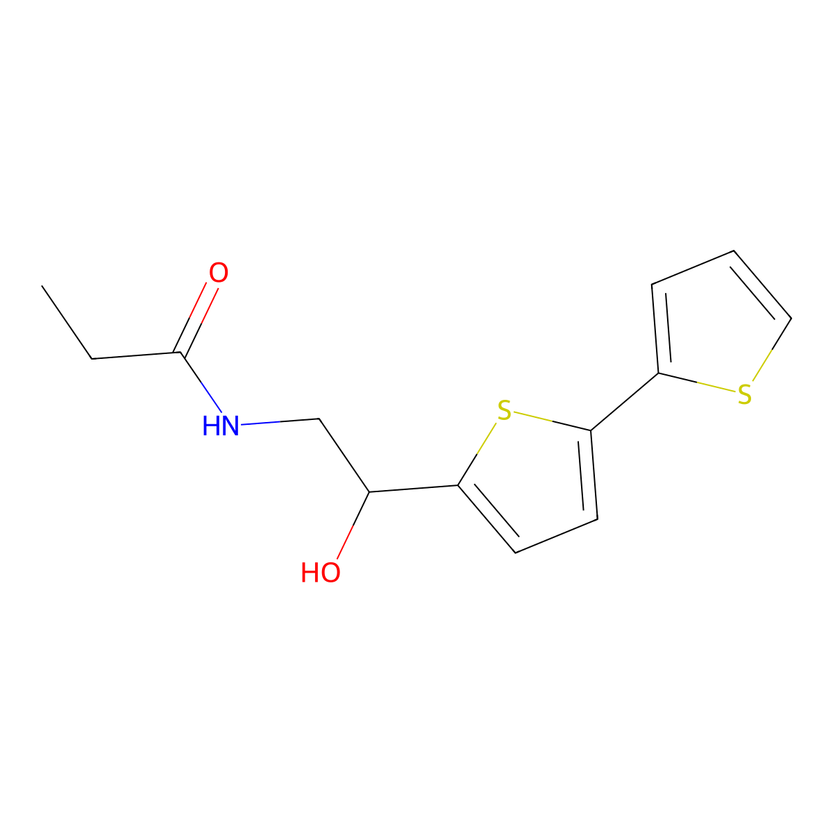 N-(2-{[2,2'-bithiophene]-5-yl}-2-hydroxyethyl)propanamide molecular structure, CAS 2097883-74-2