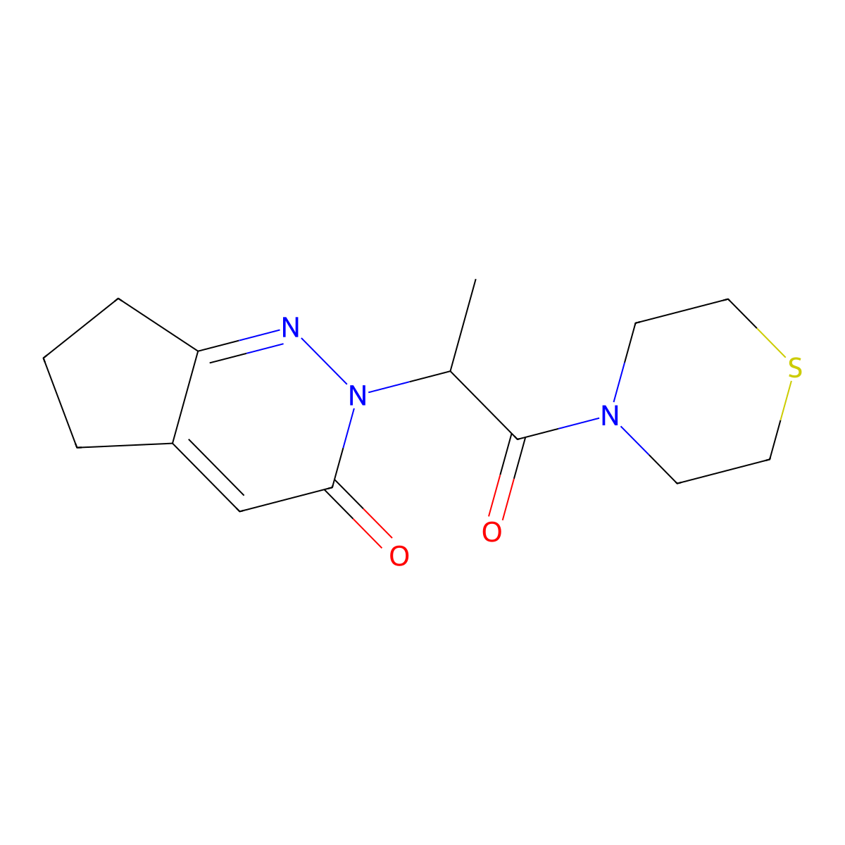 2-(1-oxo-1-thiomorpholinopropan-2-yl)-6,7-dihydro-2H-cyclopenta[c]pyridazin-3(5H)-one molecular structure, CAS 2097883-75-3