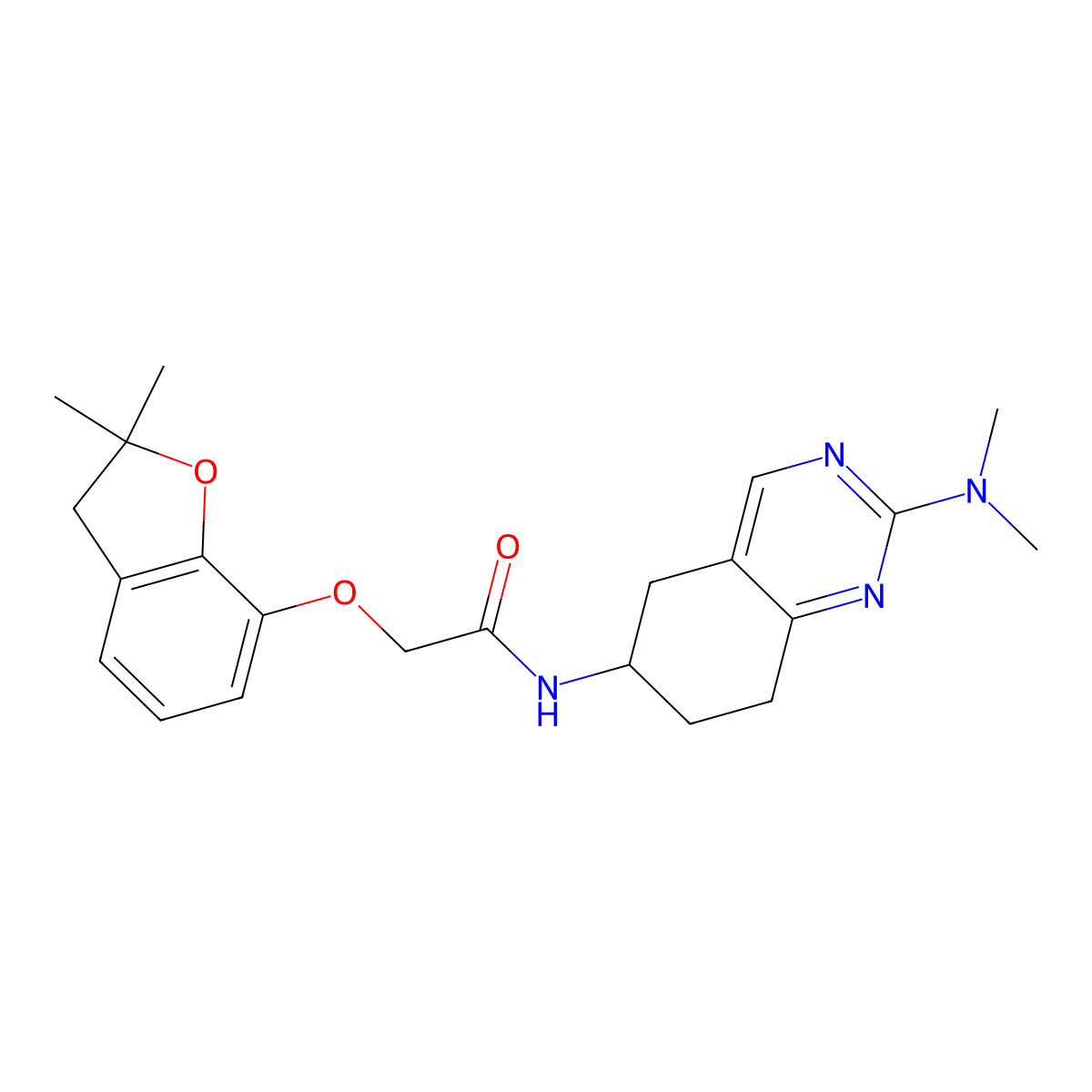 2-[(2,2-dimethyl-2,3-dihydro-1-benzofuran-7-yl)oxy]-N-[2-(dimethylamino)-5,6,7,8-tetrahydroquinazolin-6-yl]acetamide molecular structure, CAS 2097883-91-3