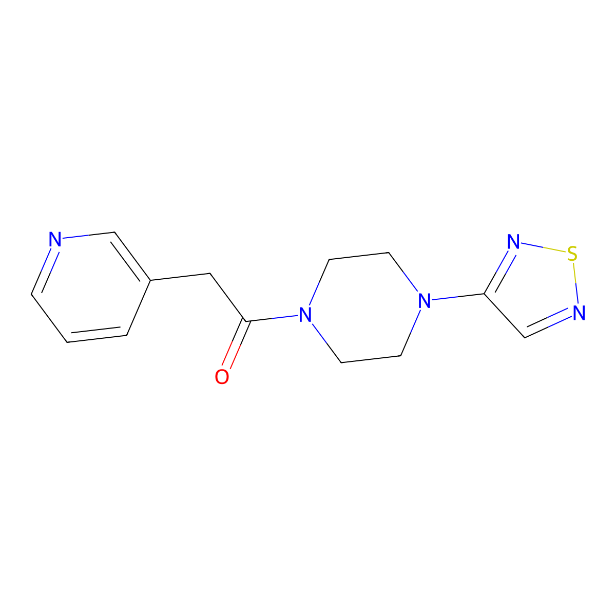 2-(Pyridin-3-yl)-1-[4-(1,2,5-thiadiazol-3-yl)piperazin-1-yl]ethan-1-one molecular structure, CAS 2097883-92-4