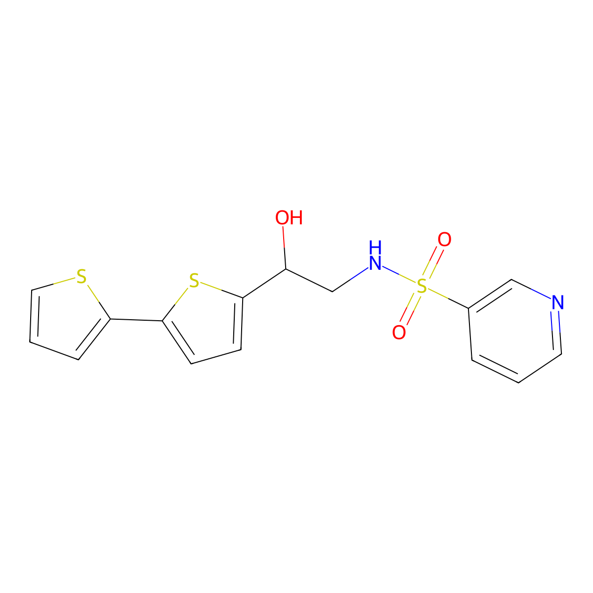 N-(2-{[2,2'-bithiophene]-5-yl}-2-hydroxyethyl)pyridine-3-sulfonamide molecular structure, CAS 2097883-93-5