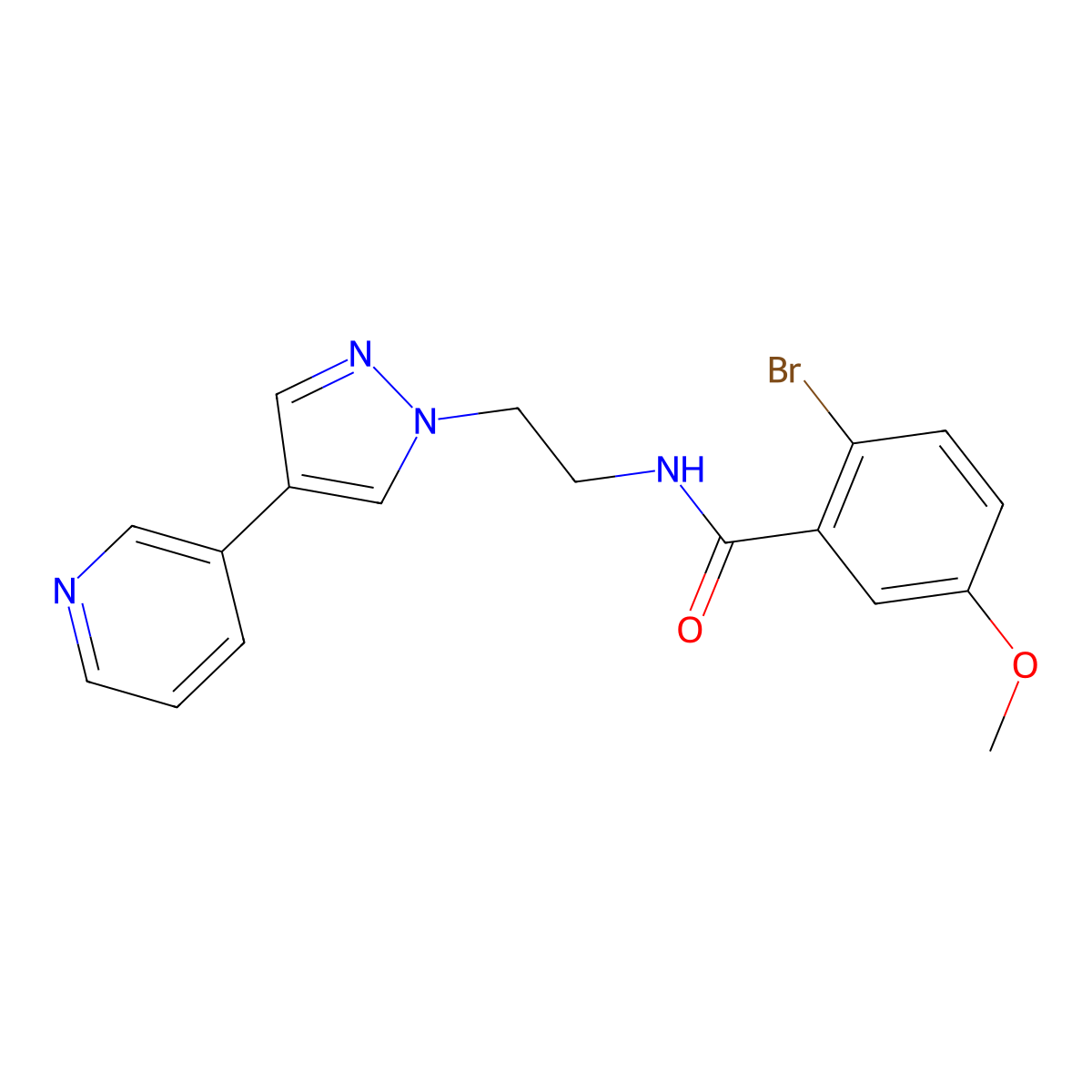 2-bromo-5-methoxy-N-{2-[4-(pyridin-3-yl)-1H-pyrazol-1-yl]ethyl}benzamide molecular structure, CAS 2097883-94-6