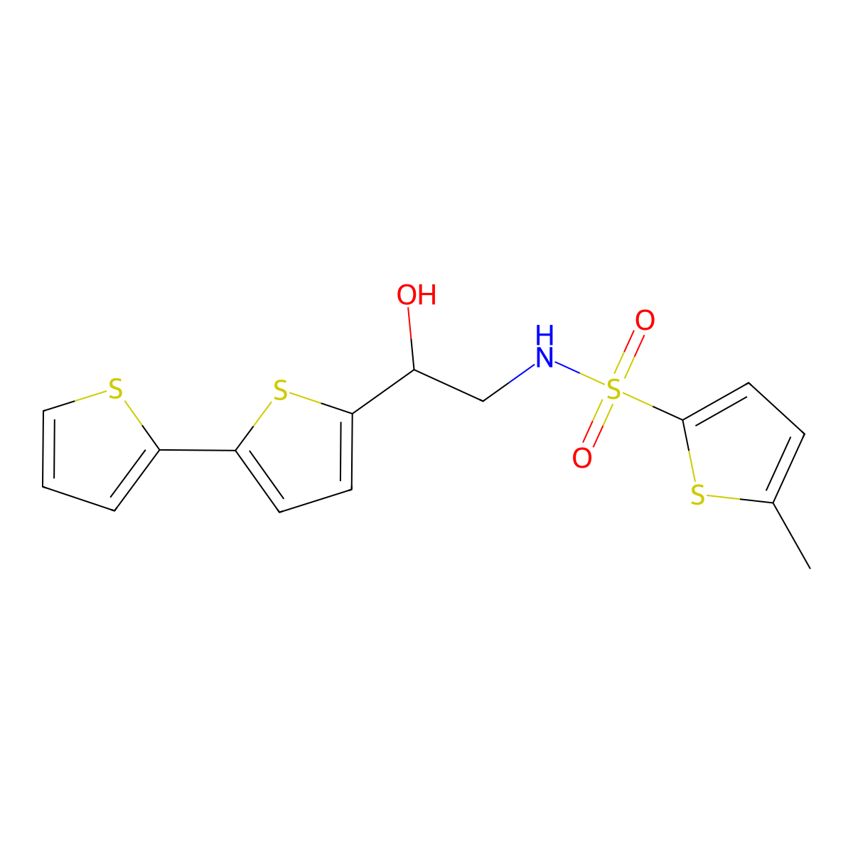 N-(2-{[2,2'-bithiophene]-5-yl}-2-hydroxyethyl)-5-methylthiophene-2-sulfonamide molecular structure, CAS 2097883-98-0