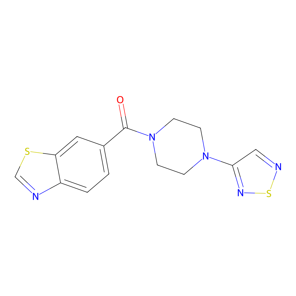 6-[4-(1,2,5-Thiadiazol-3-yl)piperazine-1-carbonyl]-1,3-benzothiazole molecular structure, CAS 2097884-02-9