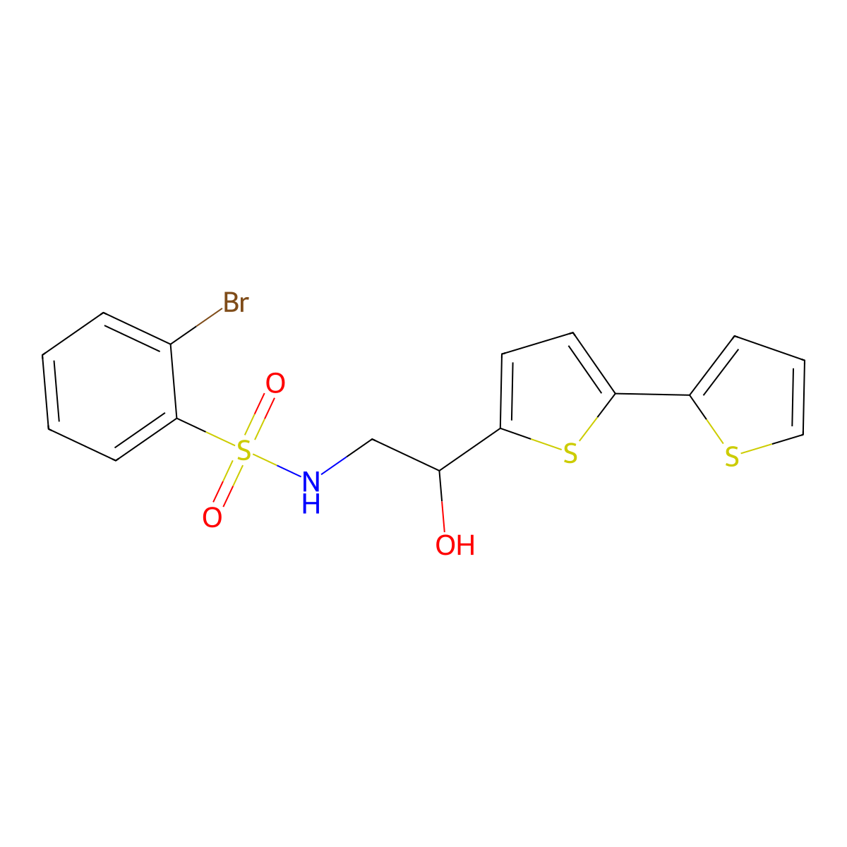 2-{[2,2'-bithiophene]-5-yl}-S-(2-bromophenyl)-2-hydroxyethane-1-sulfonamido molecular structure, CAS 2097884-04-1