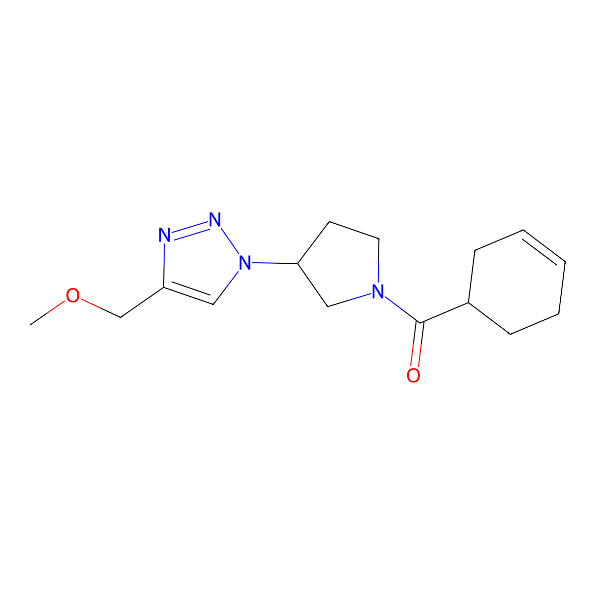 1-[1-(cyclohex-3-ene-1-carbonyl)pyrrolidin-3-yl]-4-(methoxymethyl)-1H-1,2,3-triazole molecular structure, CAS 2097884-08-5
