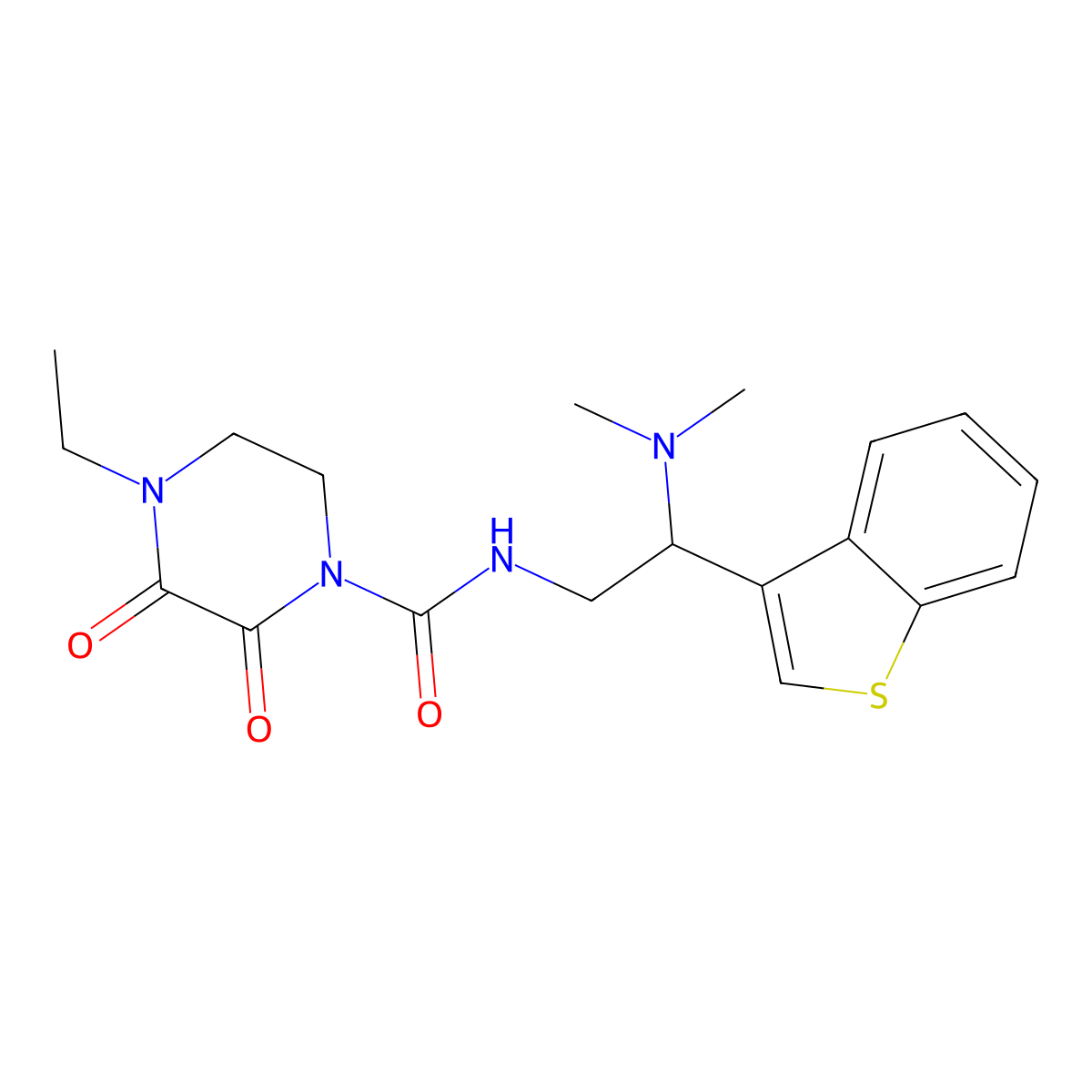 N-[2-(1-benzothiophen-3-yl)-2-(dimethylamino)ethyl]-4-ethyl-2,3-dioxopiperazine-1-carboxamide molecular structure, CAS 2097884-09-6