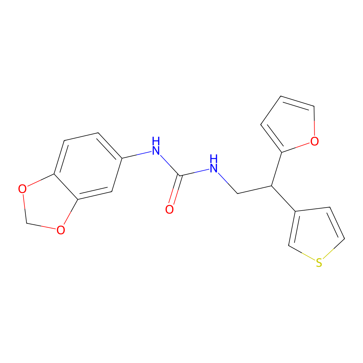 1-(2H-1,3-benzodioxol-5-yl)-3-[2-(furan-2-yl)-2-(thiophen-3-yl)ethyl]urea molecular structure, CAS 2097884-10-9
