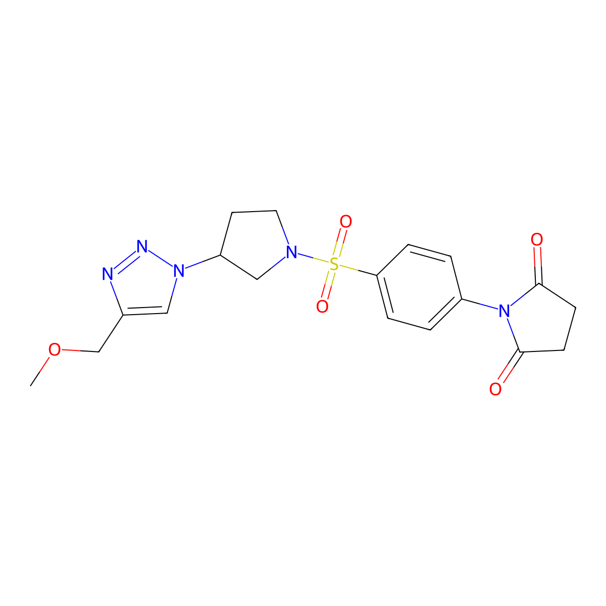 1-[4-({3-[4-(methoxymethyl)-1H-1,2,3-triazol-1-yl]pyrrolidin-1-yl}sulfonyl)phenyl]pyrrolidine-2,5-dione molecular structure, CAS 2097884-11-0