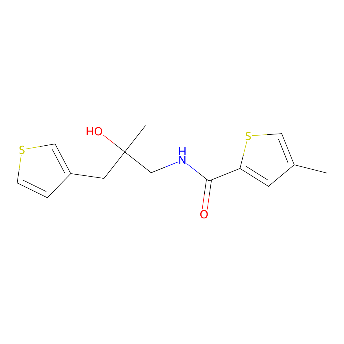 N-[2-hydroxy-2-methyl-3-(thiophen-3-yl)propyl]-4-methylthiophene-2-carboxamide molecular structure, CAS 2097884-13-2