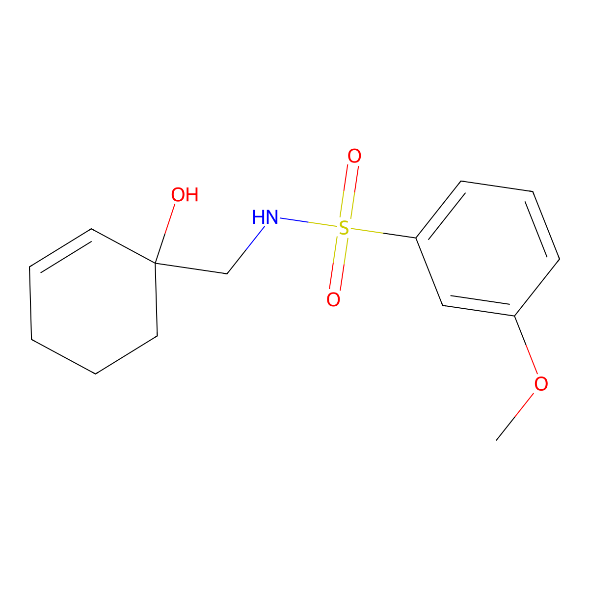 N-[(1-hydroxycyclohex-2-en-1-yl)methyl]-3-methoxybenzene-1-sulfonamide molecular structure, CAS 2097884-18-7
