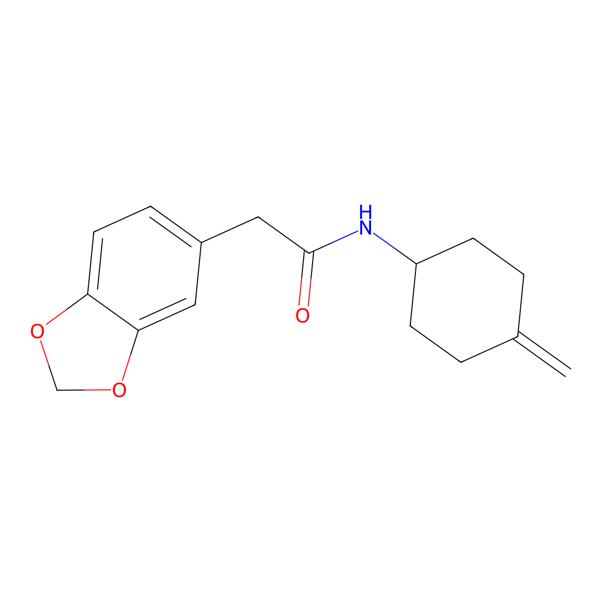 2-(2H-1,3-benzodioxol-5-yl)-N-(4-methylidenecyclohexyl)acetamide molecular structure, CAS 2097884-21-2