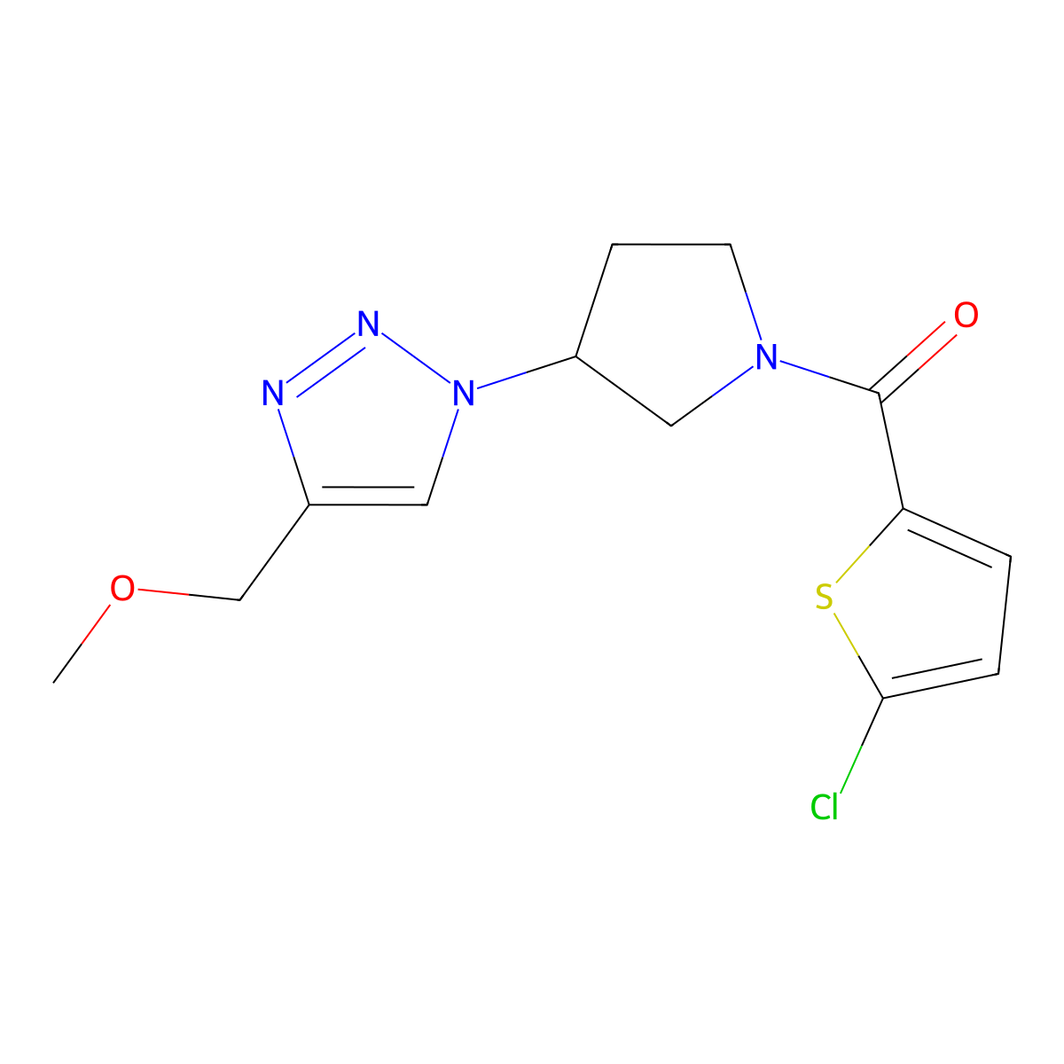 1-[1-(5-chlorothiophene-2-carbonyl)pyrrolidin-3-yl]-4-(methoxymethyl)-1H-1,2,3-triazole molecular structure, CAS 2097884-23-4